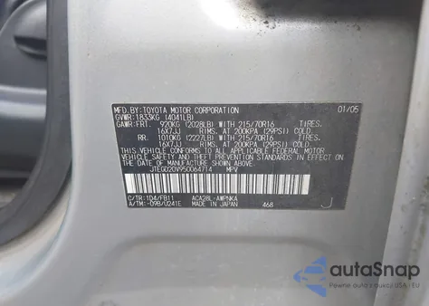 2005 Toyota Rav4 z USA, uszkodzony, nr VIN JTEGD20V950064714